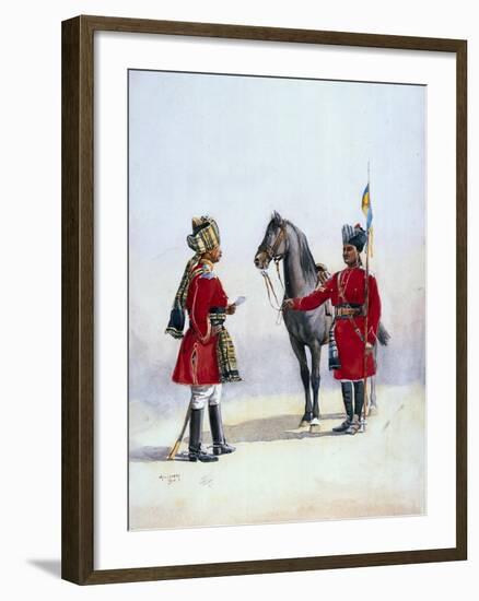 Alwar Lancers, Commandment and Chohan Rajput, Illustration for 'Armies of India' by Major G.F.…-Alfred Crowdy Lovett-Framed Giclee Print