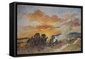 Am Lagerfeuer bei Sonnenaufgang-Frank Buchser-Framed Stretched Canvas
