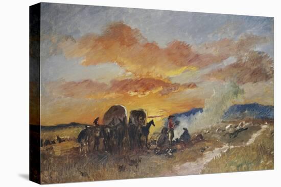 Am Lagerfeuer bei Sonnenaufgang-Frank Buchser-Stretched Canvas