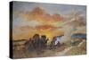 Am Lagerfeuer bei Sonnenaufgang-Frank Buchser-Stretched Canvas