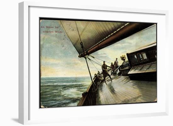 Am Steuer Bei Scharfem Winde, Seeleute, Segelboot-null-Framed Giclee Print