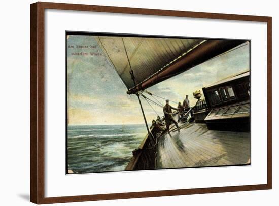 Am Steuer Bei Scharfem Winde, Seeleute, Segelboot-null-Framed Giclee Print