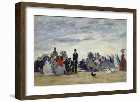 Am Strand Von Trouville, 1865-Eug?ne Boudin-Framed Giclee Print