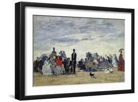 Am Strand Von Trouville, 1865-Eug?ne Boudin-Framed Giclee Print