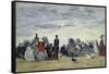 Am Strand Von Trouville, 1865-Eug?ne Boudin-Framed Stretched Canvas