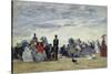 Am Strand Von Trouville, 1865-Eug?ne Boudin-Stretched Canvas