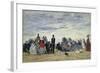 Am Strand Von Trouville, 1865-Eug?ne Boudin-Framed Giclee Print