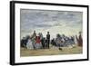 Am Strand Von Trouville, 1865-Eug?ne Boudin-Framed Giclee Print