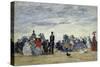 Am Strand Von Trouville, 1865-Eug?ne Boudin-Stretched Canvas