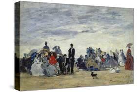 Am Strand Von Trouville, 1865-Eug?ne Boudin-Stretched Canvas
