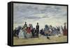 Am Strand Von Trouville, 1865-Eug?ne Boudin-Framed Stretched Canvas