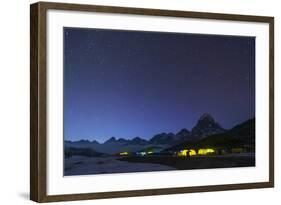 Ama Dablam Base Camp in the Everest Region Glows at Twilight, Himalayas, Nepal, Asia-Alex Treadway-Framed Photographic Print