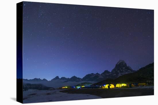 Ama Dablam Base Camp in the Everest Region Glows at Twilight, Himalayas, Nepal, Asia-Alex Treadway-Stretched Canvas