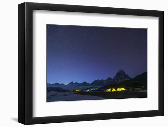 Ama Dablam Base Camp in the Everest Region Glows at Twilight, Himalayas, Nepal, Asia-Alex Treadway-Framed Photographic Print