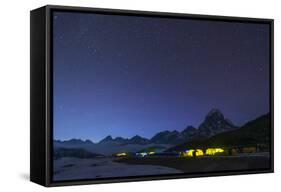 Ama Dablam Base Camp in the Everest Region Glows at Twilight, Himalayas, Nepal, Asia-Alex Treadway-Framed Stretched Canvas