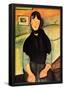 Amadeo Modigliani Dark Young Woman Sitting on a Bed Art Print Poster-null-Framed Poster