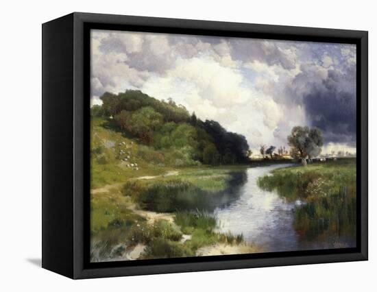 Amagansett Approaching Storm-Thomas Moran-Framed Stretched Canvas