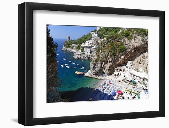 Amalfi Coast Beach at Praiano, Italy-George Oze-Framed Premium Photographic Print