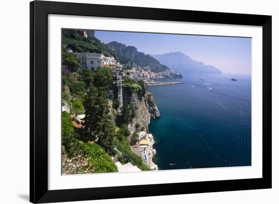 Amalfi Coast Cliffside Scenic , Italy-George Oze-Framed Photographic Print