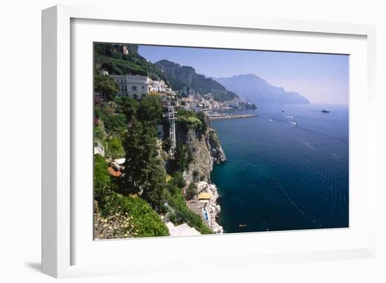 Amalfi Coast Cliffside Scenic , Italy-George Oze-Framed Photographic Print