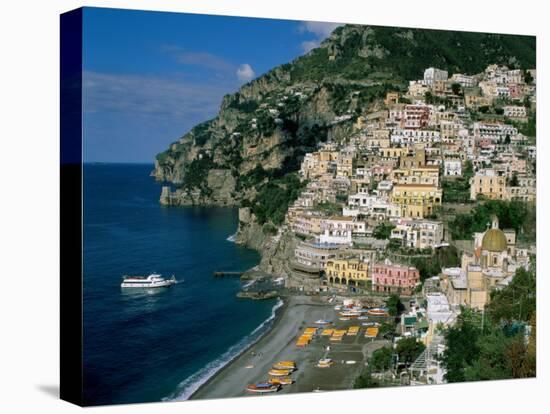 Amalfi Coast, Coastal View and Village, Positano, Campania, Italy-Steve Vidler-Stretched Canvas