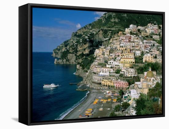 Amalfi Coast, Coastal View and Village, Positano, Campania, Italy-Steve Vidler-Framed Stretched Canvas