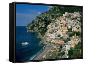 Amalfi Coast, Coastal View and Village, Positano, Campania, Italy-Steve Vidler-Framed Stretched Canvas