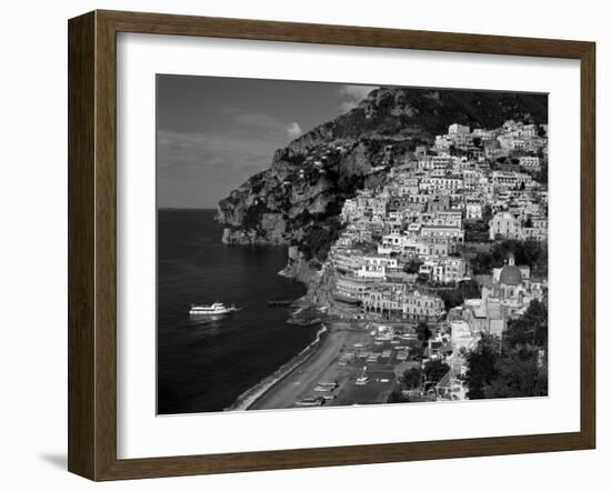 Amalfi Coast, Coastal View and Village, Positano, Campania, Italy-Steve Vidler-Framed Photographic Print