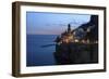 Amalfi Coast Road Light Trails from Cars with Church of Santa Maria Maddalena at Blue Hour-Eleanor Scriven-Framed Photographic Print