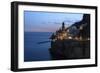 Amalfi Coast Road Light Trails from Cars with Church of Santa Maria Maddalena at Blue Hour-Eleanor Scriven-Framed Photographic Print