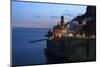 Amalfi Coast Road Light Trails from Cars with Church of Santa Maria Maddalena at Blue Hour-Eleanor Scriven-Mounted Photographic Print