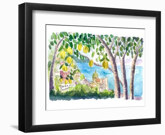 Amalfi Coast Seaview with Fresh Limes on Tree-M. Bleichner-Framed Art Print