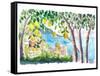 Amalfi Coast Seaview with Fresh Limes on Tree-M. Bleichner-Framed Stretched Canvas