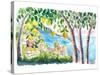 Amalfi Coast Seaview with Fresh Limes on Tree-M. Bleichner-Stretched Canvas