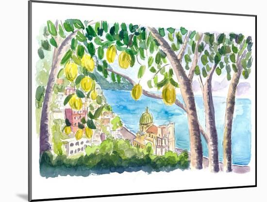 Amalfi Coast Seaview with Fresh Limes on Tree-M. Bleichner-Mounted Art Print