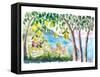 Amalfi Coast Seaview with Fresh Limes on Tree-M. Bleichner-Framed Stretched Canvas
