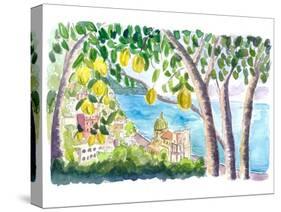 Amalfi Coast Seaview with Fresh Limes on Tree-M. Bleichner-Stretched Canvas