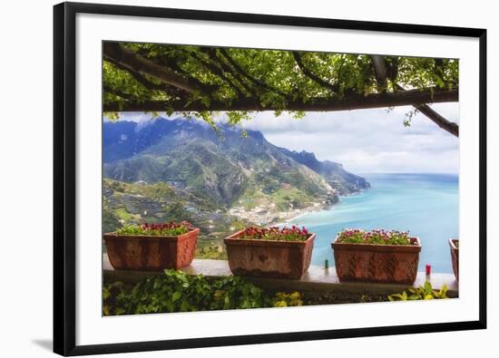 Amalfi Coast Vista from Under a Trellis-George Oze-Framed Photographic Print