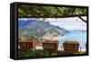 Amalfi Coast Vista from Under a Trellis-George Oze-Framed Stretched Canvas