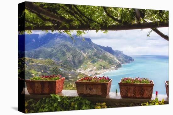 Amalfi Coast Vista from Under a Trellis-George Oze-Stretched Canvas