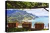 Amalfi Coast Vista from Under a Trellis-George Oze-Stretched Canvas