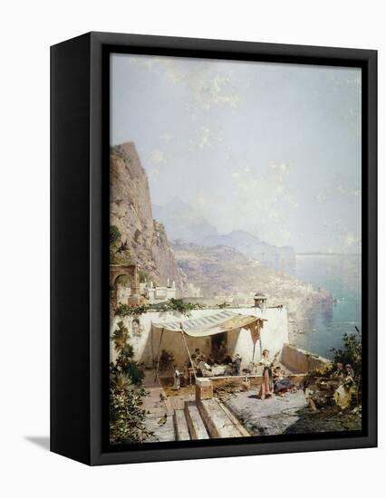Amalfi - Gulf of Salerno; Amalfi - Golfe De Salerne-Franz Richard Unterberger-Framed Stretched Canvas