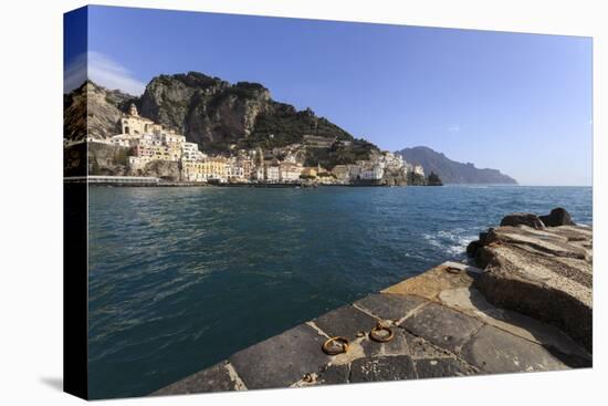 Amalfi Harbour Quayside and View Towards Amalfi Town-Eleanor Scriven-Stretched Canvas