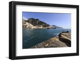 Amalfi Harbour Quayside and View Towards Amalfi Town-Eleanor Scriven-Framed Premium Photographic Print