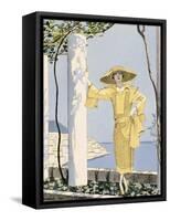 Amalfi, Illustration of a Woman in a Yellow Dress by Worth, 1922-Georges Barbier-Framed Stretched Canvas