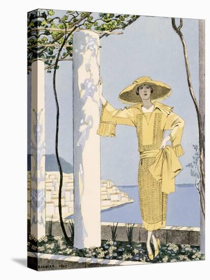 Amalfi, Illustration of a Woman in a Yellow Dress by Worth, 1922-Georges Barbier-Stretched Canvas