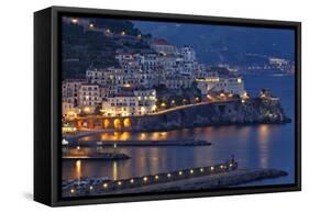 Amalfi Night Scenic,Campania, Italy-George Oze-Framed Stretched Canvas
