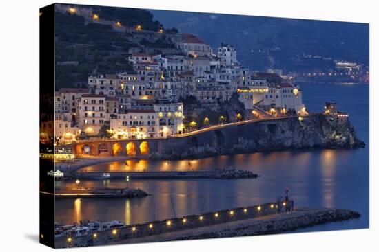 Amalfi Night Scenic,Campania, Italy-George Oze-Stretched Canvas