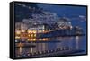 Amalfi Night Scenic,Campania, Italy-George Oze-Framed Stretched Canvas