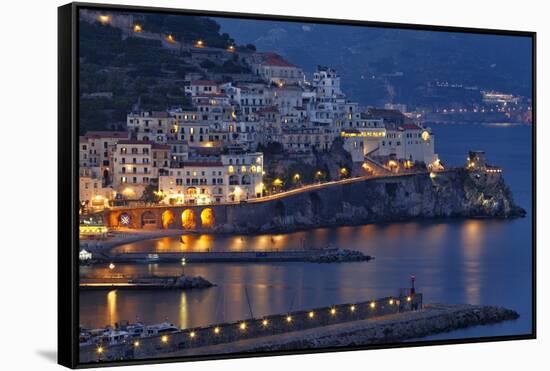 Amalfi Night Scenic,Campania, Italy-George Oze-Framed Stretched Canvas